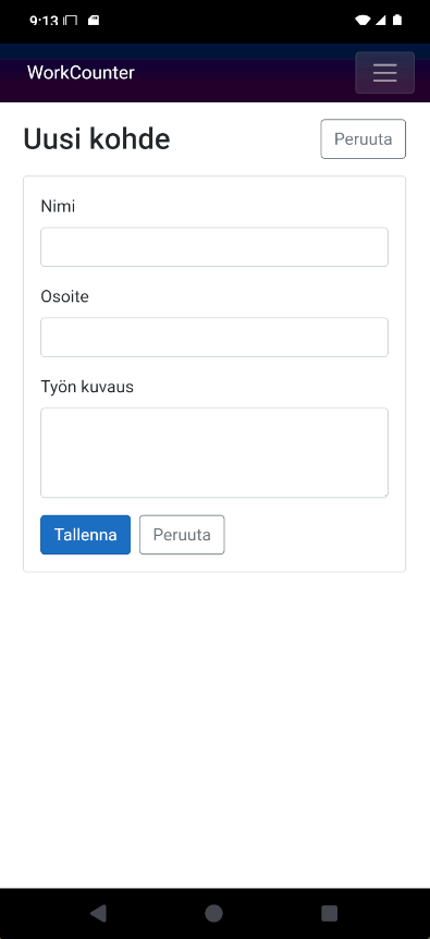 WorkCounter: kohteen tiedot ja kuvaus