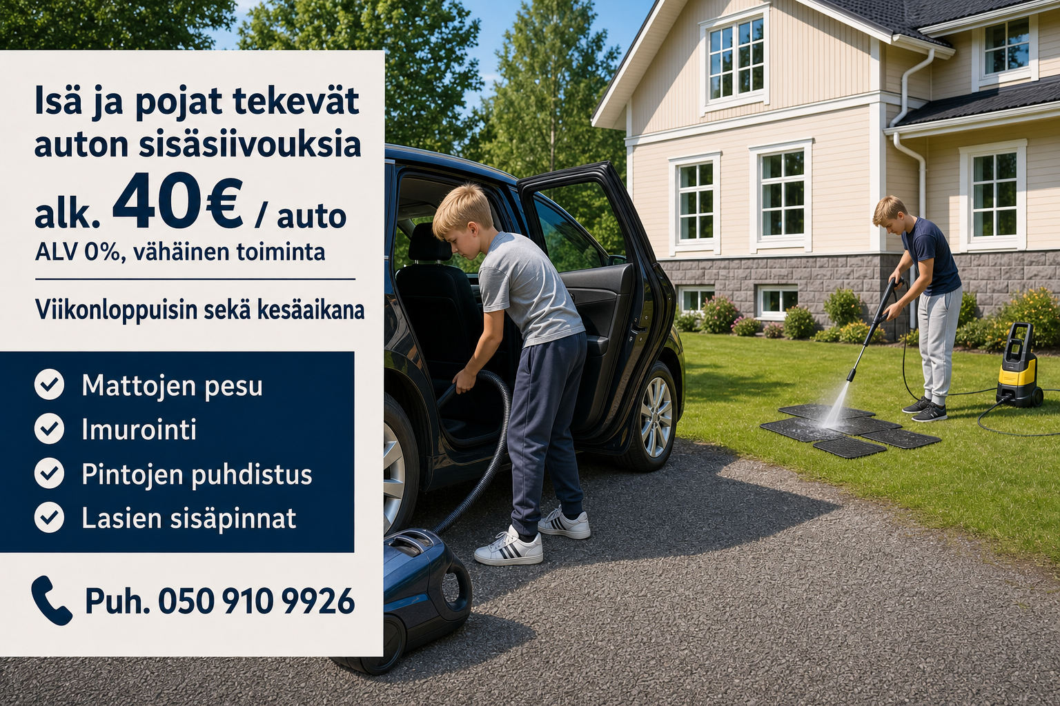 Auton sisäpuhdistus Porvoossa Tarmola Code Garage